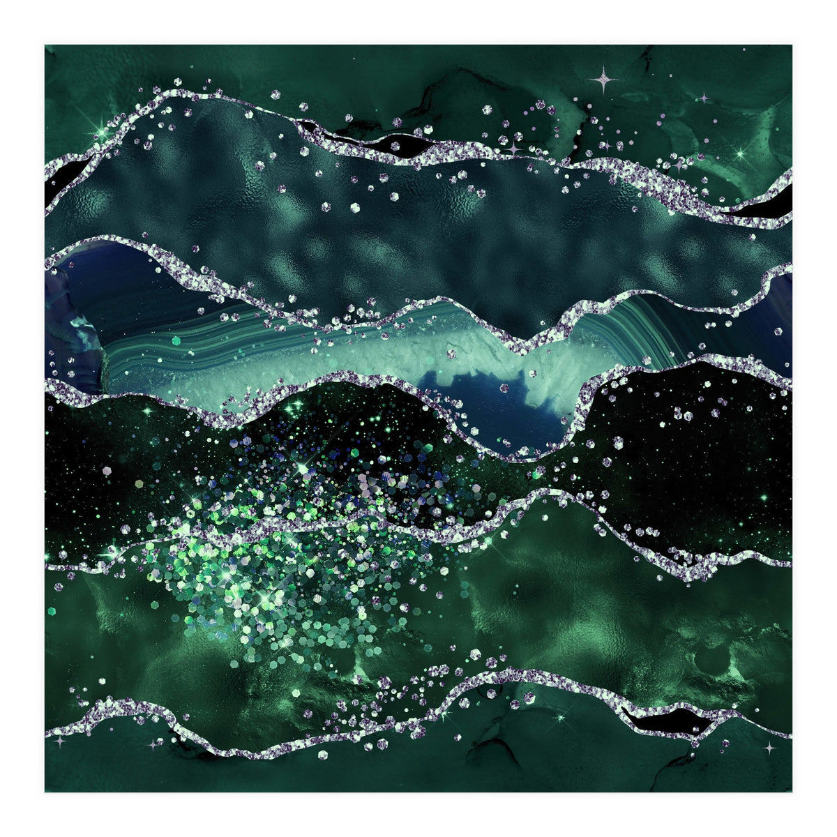Emerald Glitter Agate Texture 05  (Print Only)