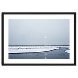Street light turned on the winter snow street thumbnail