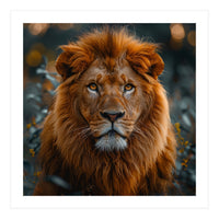 Majestic Lion Portrait Intense Gaze Wildlife (Print Only)