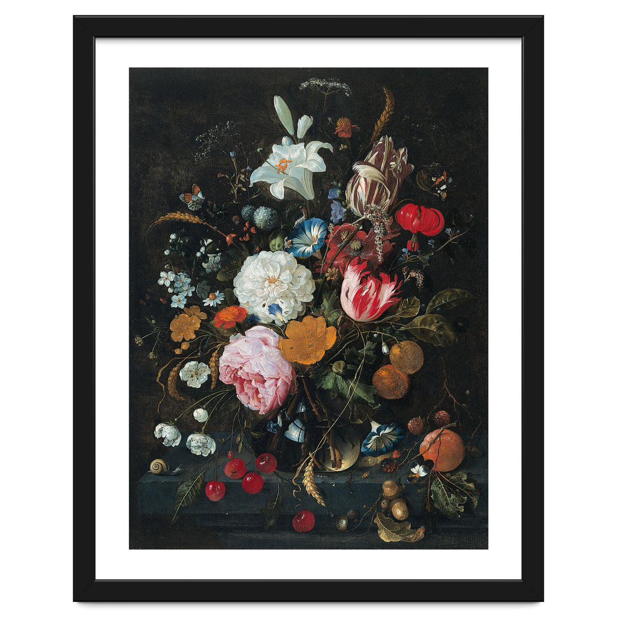 Jan Davidsz. de Heem (Utrecht, 1606-Amberes, 1683/4). Flowers in a glass Vase with Fruit (ca. 166...