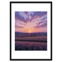 Serene Lavender Fields at Golden Hour Sunset