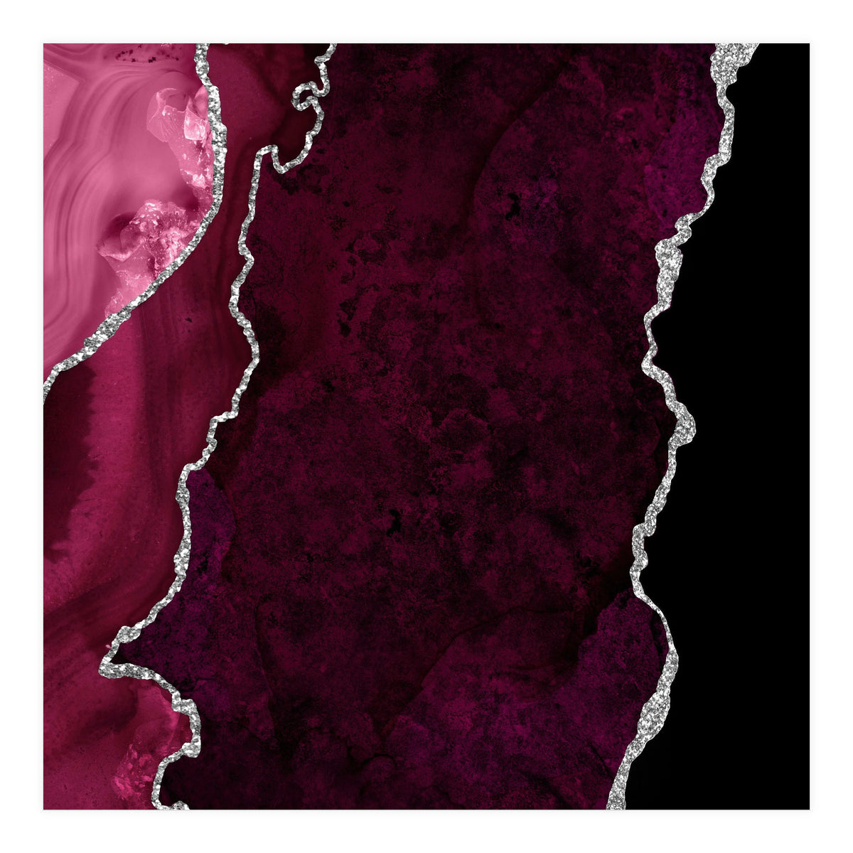 Burgundy & Silver Agate Texture 01  (Print Only)
