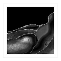 Black & Silver Agate Texture 04  (Print Only)