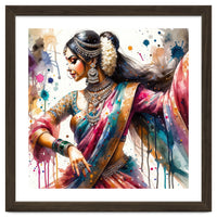 Hindu Woman Dancer With Jewelry And Sari