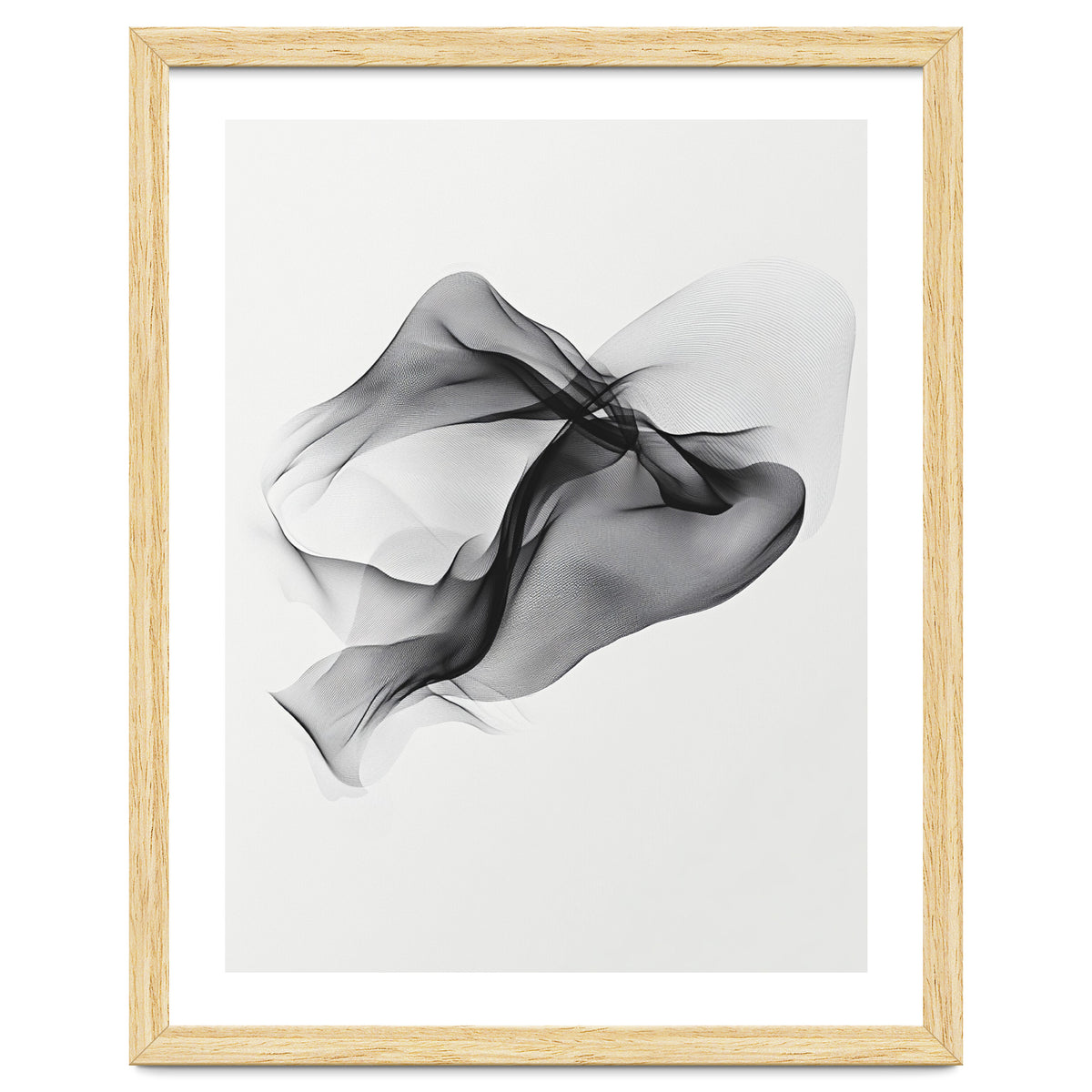 Abstract Black Flowing Fabric Wave