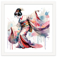 Geisha Dancer With Flowing Kimono