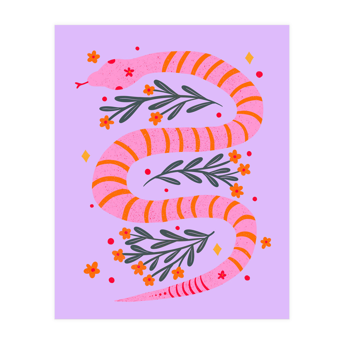 Modern snake - pink and orange (Print Only)