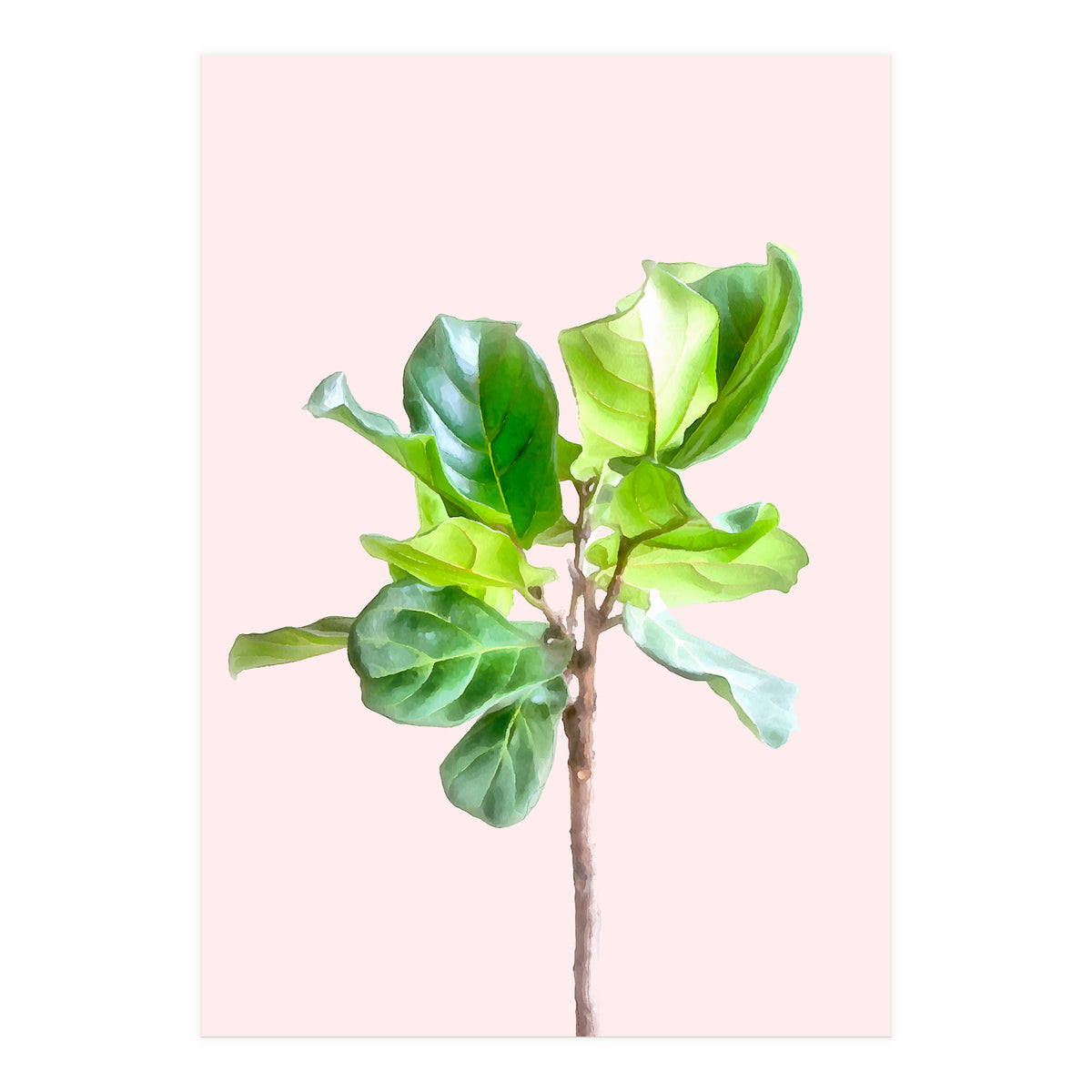 Intimate Energy, Blush Pastel Botanical Plant Minimal Painting, Pink Green Nature (Print Only)