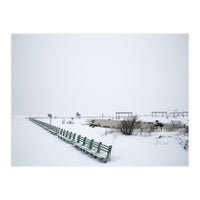 No people on a bench in the snowy winter (Print Only)