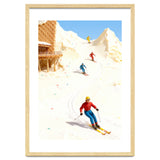 Skiing on Ice Cream Mountains, Miniature Skiers Winter Art Print for Kitchen Decor thumbnail