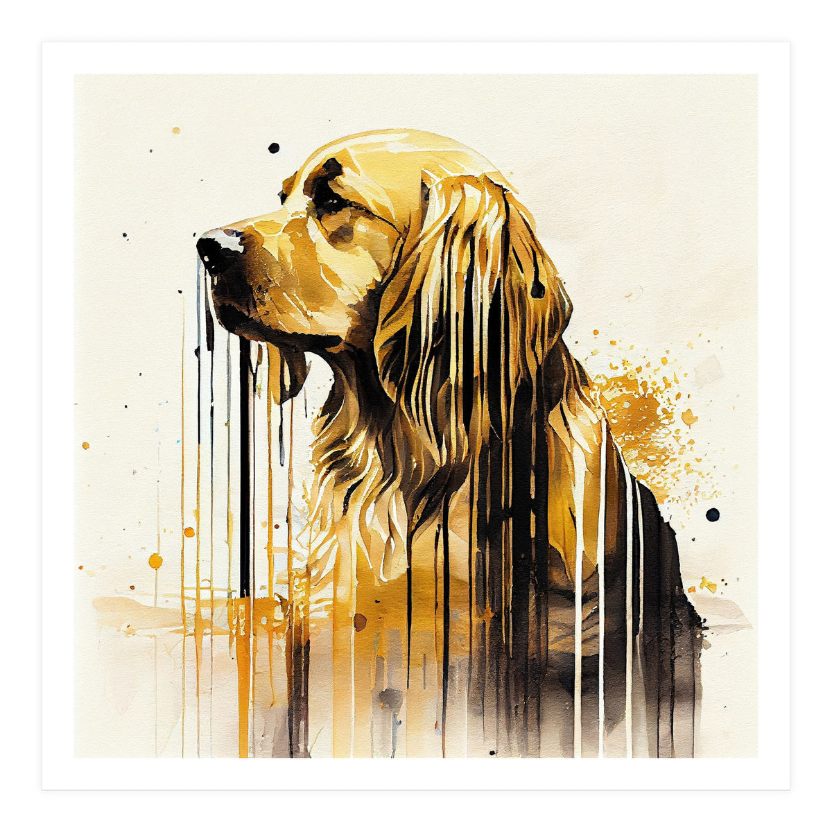 Watercolor Golden Retriever Dog (Print Only)