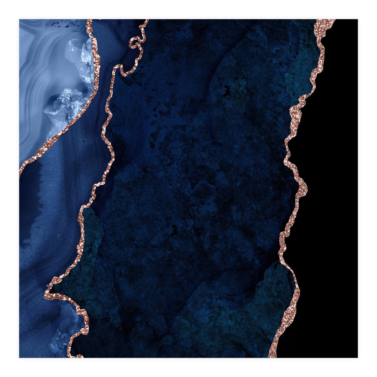 Navy & Rose Gold Agate Texture 15  (Print Only)