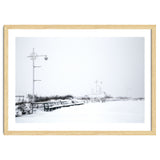 Street light and Bench in Winter snowscape thumbnail