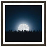 Midnight Serenity: Full Moon Over Forest Silhouettes thumbnail