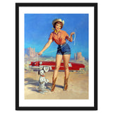 Pinup Cowgirl Showing A New Dog Trick thumbnail