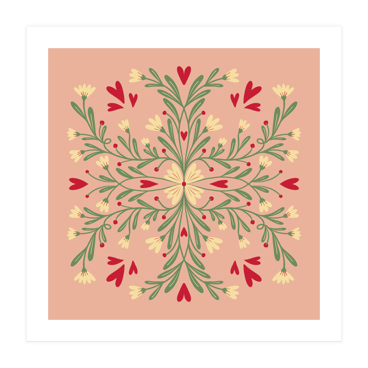 Flowers And Hearts  (Print Only)