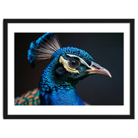 Close Up Peacock Head Blue Green Feather