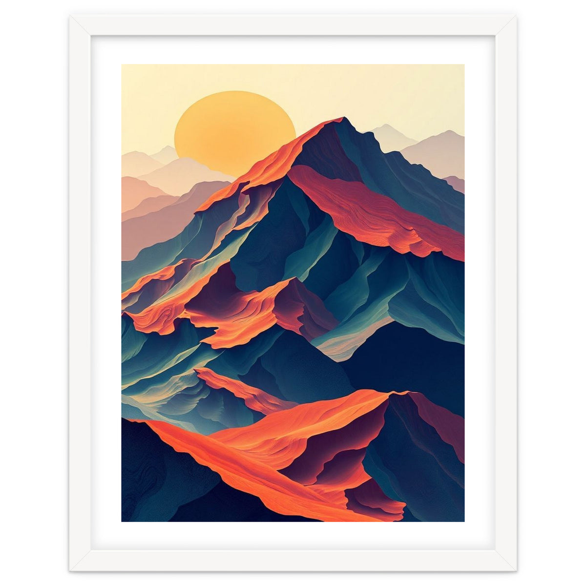 Dramatic Abstract Mountain Sunset Art