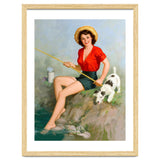 Pinup Girl Fishing With Her Dog thumbnail