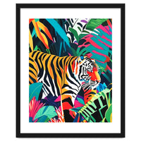 The Tigress, Fearless Wild Animal Tropical Jungle, Multicolor Cat Confidence Peaceful Calm Bohemian Eclectic