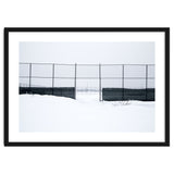 The entrance gate of the snow-covered baseball field thumbnail