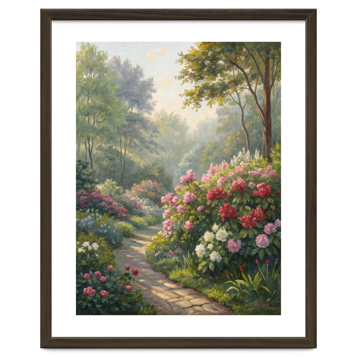 Sunlit Spring Garden Path Oil Painting