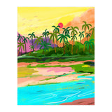 Tropical Backwaters Of Kerala, Nature Jungle Forest Landscape Painting, Dreamy Scenic Travel Lake Palm Bohemian (Print Only) thumbnail