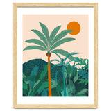 Palm Vibes, Tropical Vintage Botanical Nature, Illustration Mountains Landscape Adventure, Pastel Plants Wild Jungle Boho Forest thumbnail