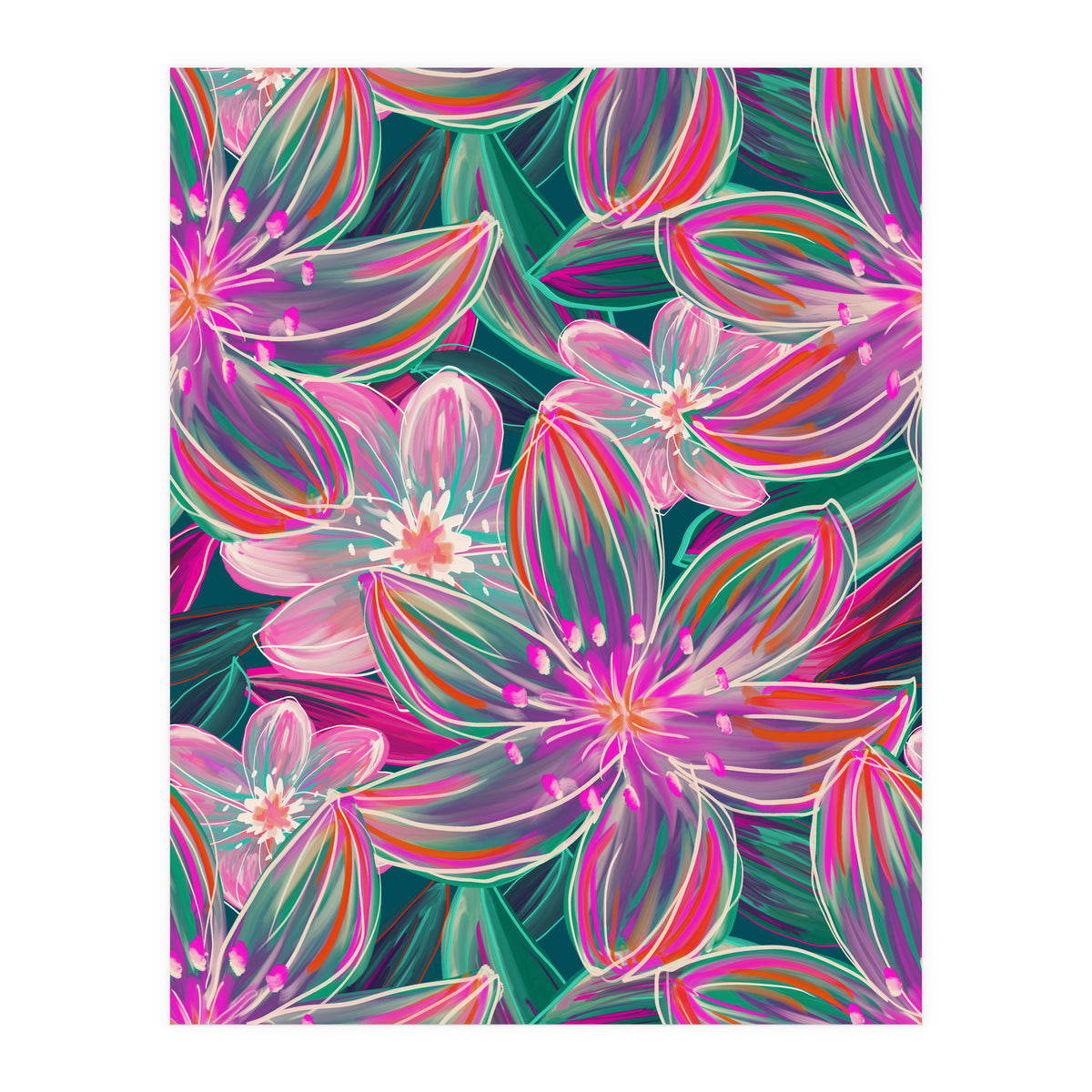 Fluo Bloom Purple & Emerald (Print Only)