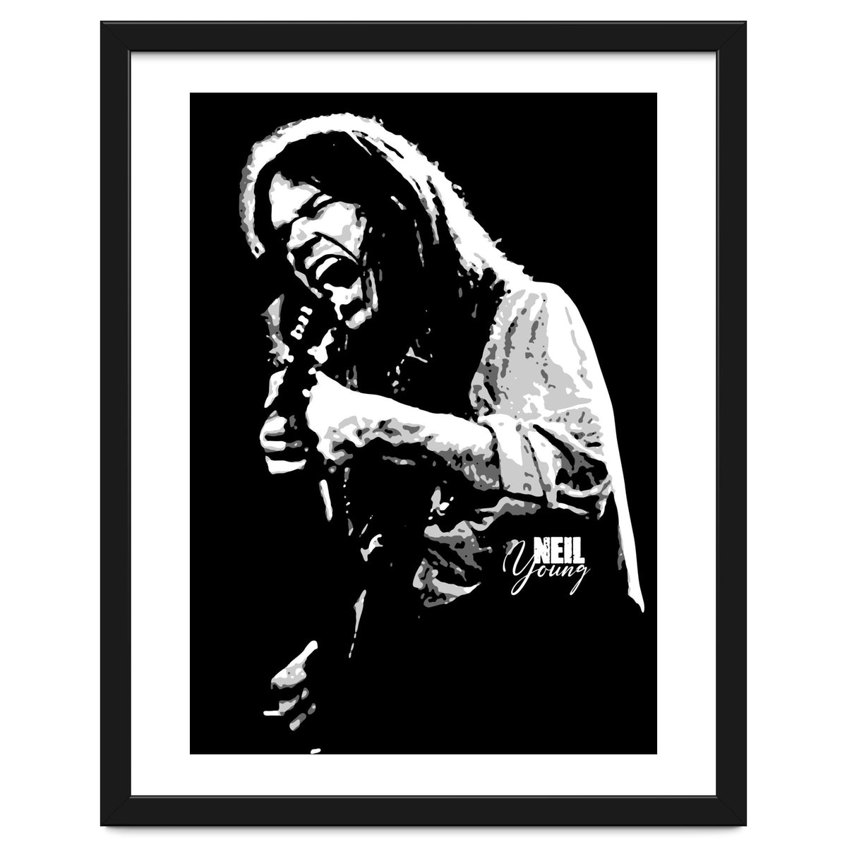 Neil Young Musician Legend in Grayscale 2