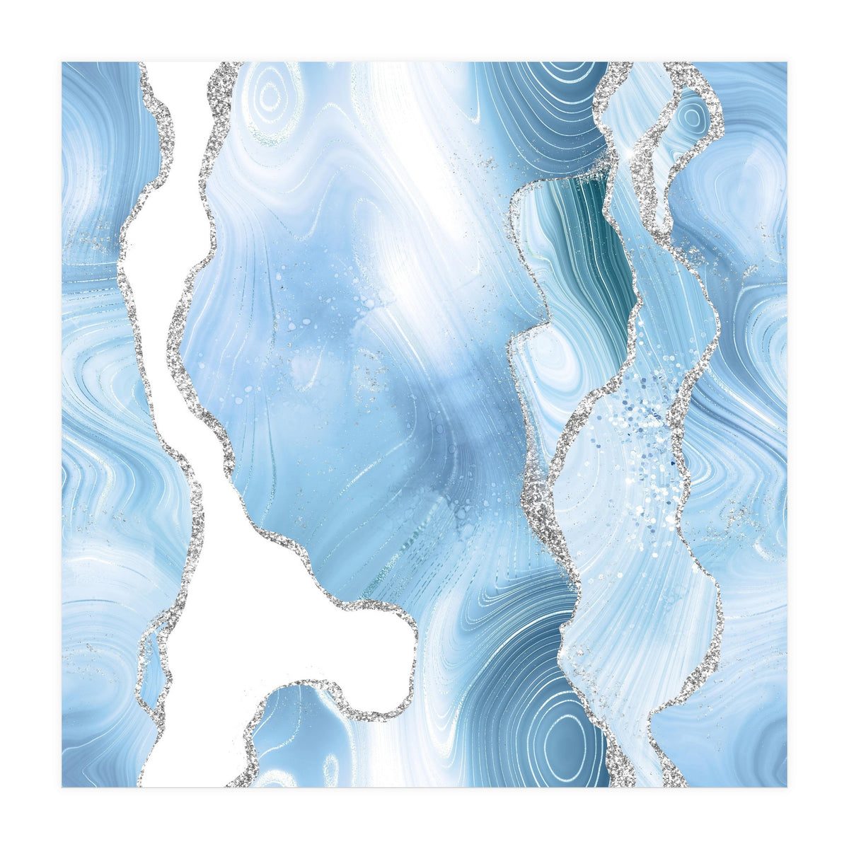 Blue & Silver Agate Glitter Texture 05  (Print Only)