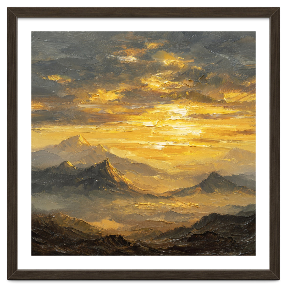 Vibrant Golden Hour Horizon Over Distant Mountain Ridges