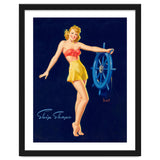 Pinup Girl Is Posing With A Steering Wheel thumbnail