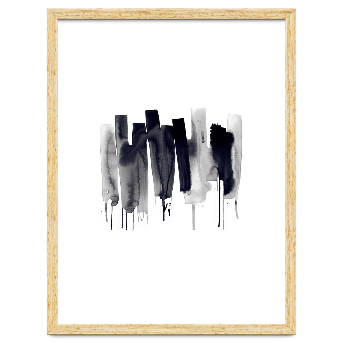 Abstract Watercolor Stripes Minimal Black
