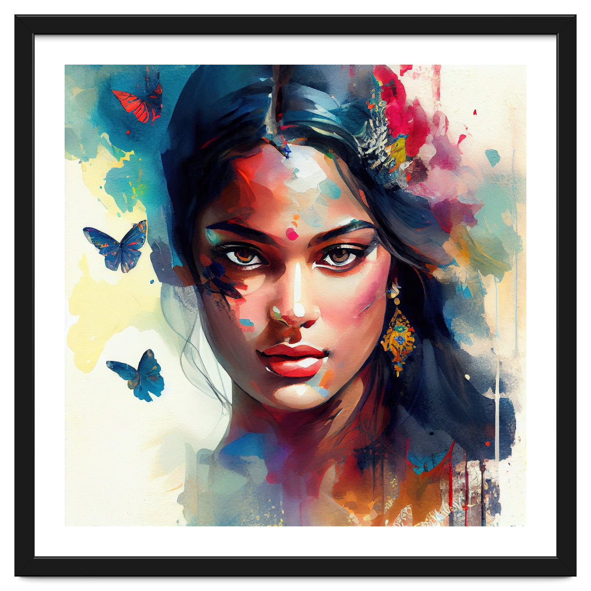 Azure Butterflies Hindu Portrait