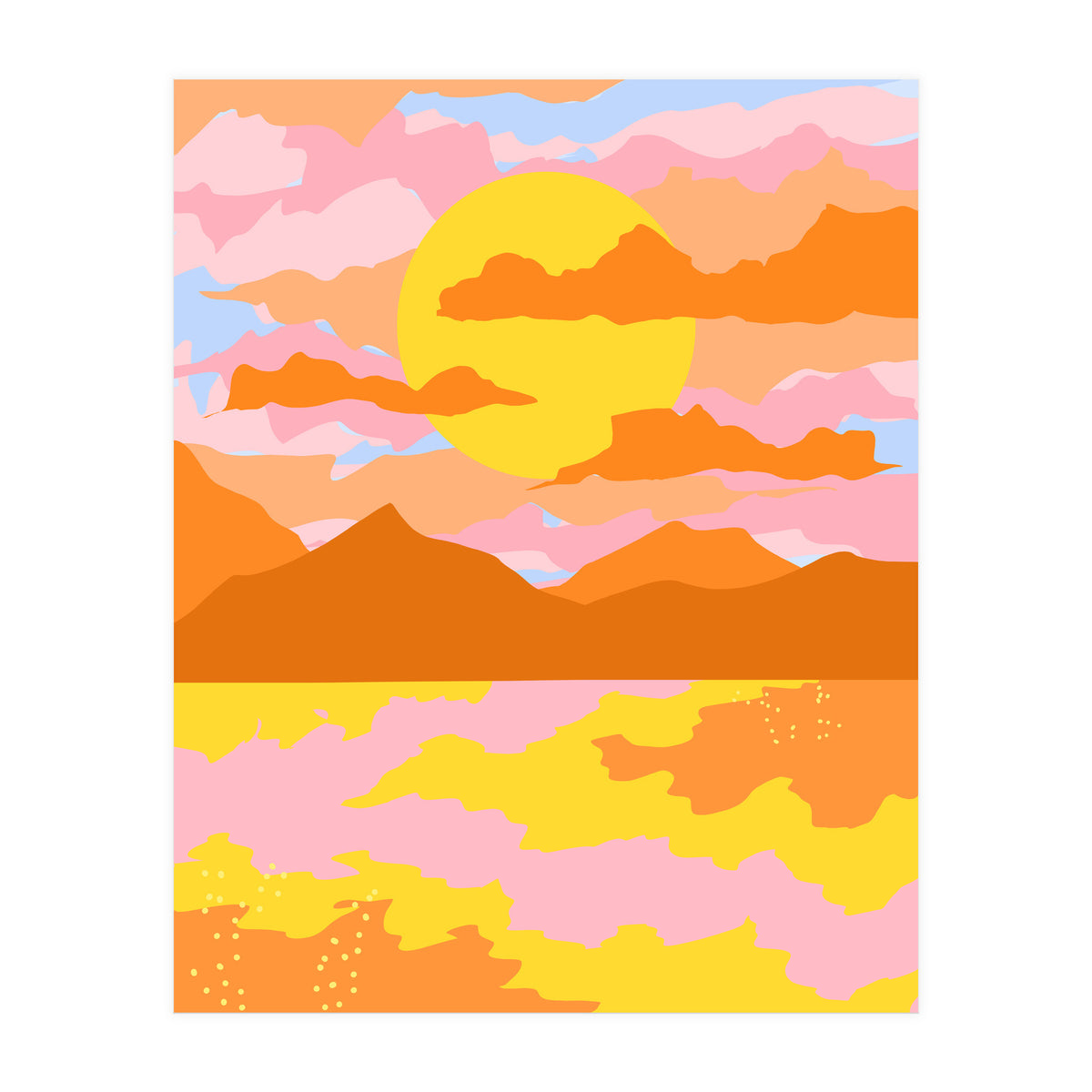Colors Of The Sky, Sunset Sunrise Nature Landscape Illustration, Travel Adventure Bohemian Colorful (Print Only)