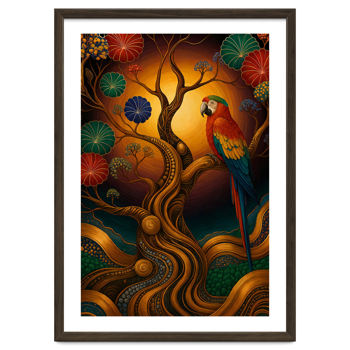 Parrot in Retro Contemporary Aesthetics