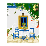 Greek Vacay For Two, Evil Eye Santorini Travel Summer, Eclectic Travel Architecture White Buildings Cafe (Print Only) thumbnail