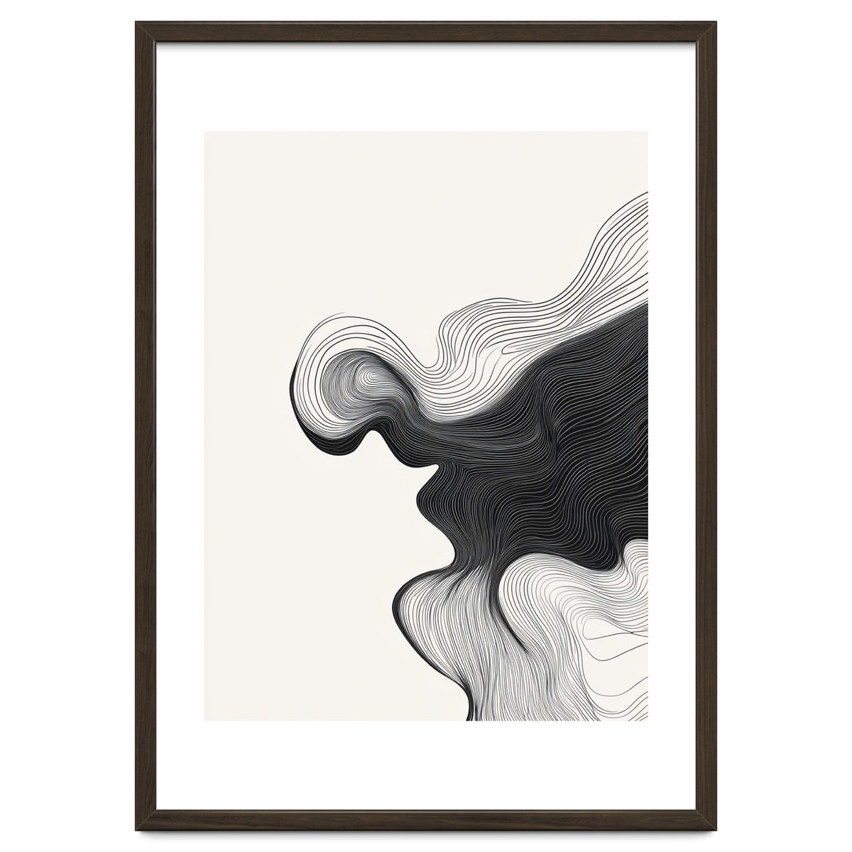 Abstract Black And White Wavy Lines Flowing Organic Shape