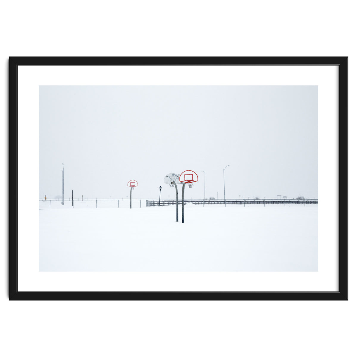 Snow-covered Basketball court