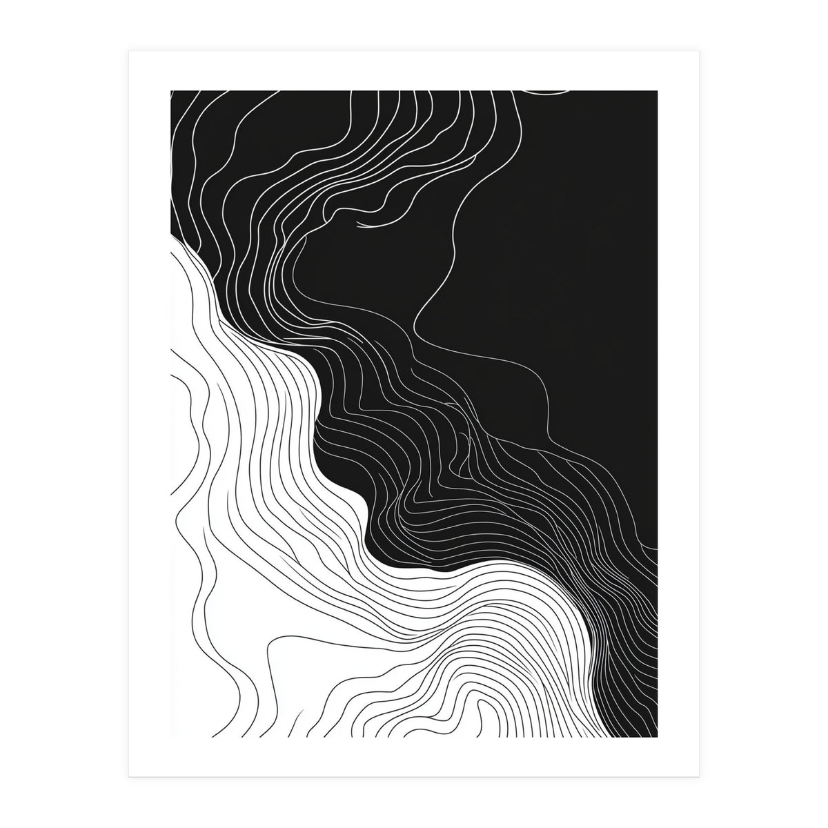 Abstract Black And White Wavy Lines Flowing  (Print Only)