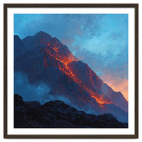 Dramatic Mountain Summit with Fiery Sunset Alpenglow