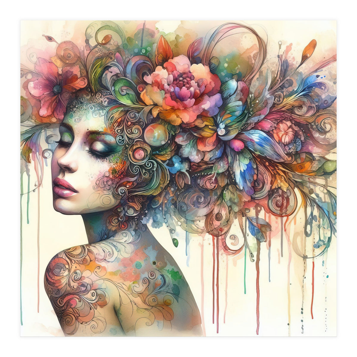 Dreamer with Floral Crown (Print Only)