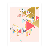 Gold Abstraction, Abstract Eclectic Colorful Geometrical, Blush Pastel Metallic Chic Graphic Design (Print Only)
