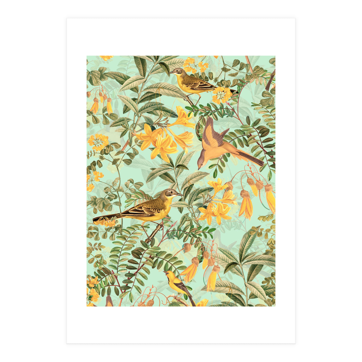 Yellow Birds in Tropical Jungle Paradise (Print Only)