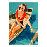 Pinup Sexy Girl In A Boat And A Lost Paddle (Print Only) thumbnail