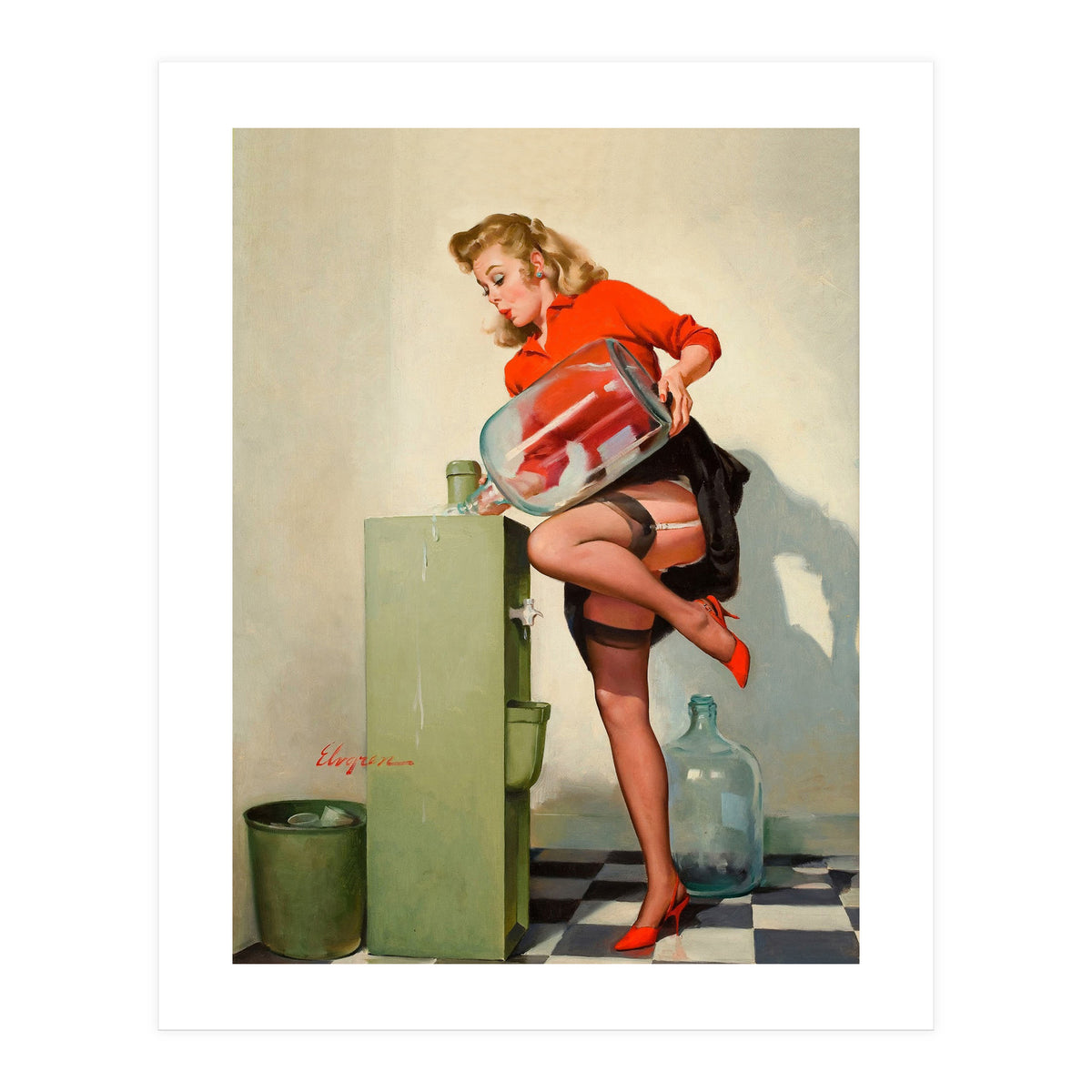 Pinup Sexy Water Cooler Girl (Print Only)
