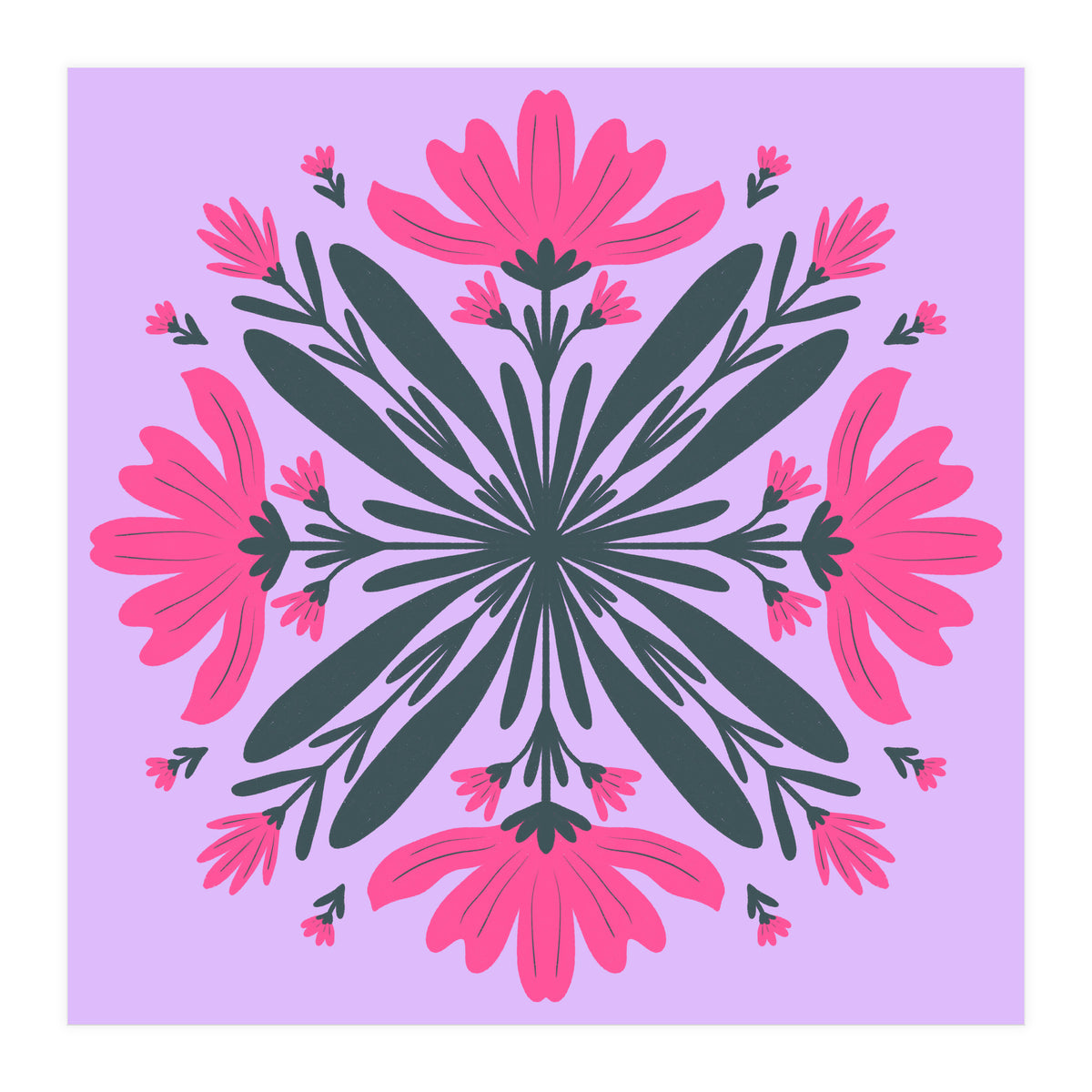 Magenta mandala flowers (Print Only)