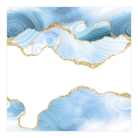 Blue & Gold Glitter Agate Texture 06  (Print Only)