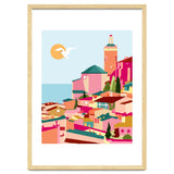 Crimson Rouge, Colorful Architecture Buildings, Greece Cityscape Skyline, Seagull Travel Summer Eclectic Bohemian Pop Of Color Positivity thumbnail